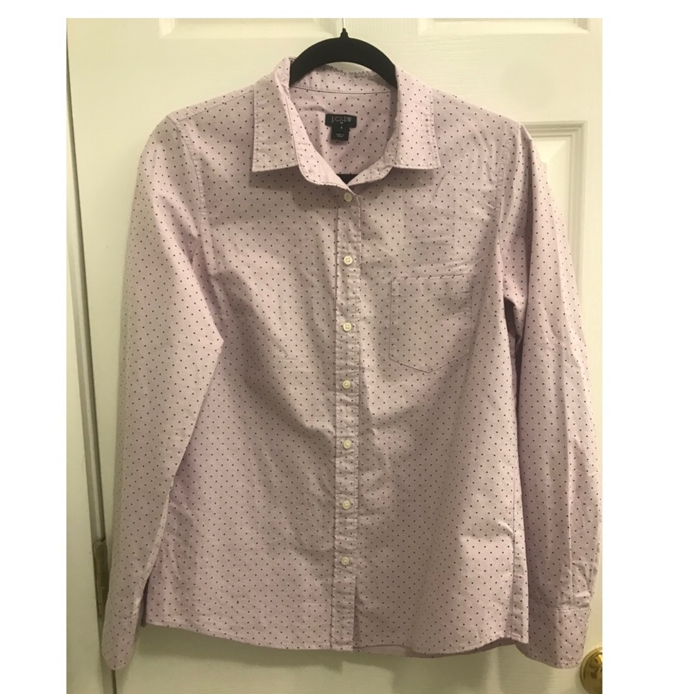 J Crew Lilac and Black Polka Dot Collar Shirt